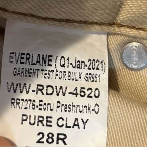 NWOT Everlane Women’s Size 28 Regular Pure Clay Ecru High Rise Jeans - Picture 4 of 12